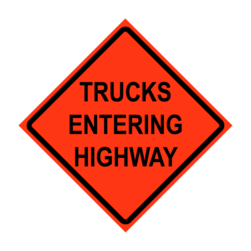 36" x 36" Roll Up Traffic Sign Trucks Entering Highway